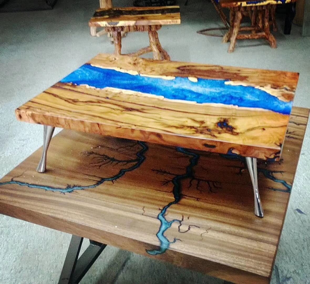 水晶河流桌子 透明复古河流桌  复古桌面工艺灌封图片