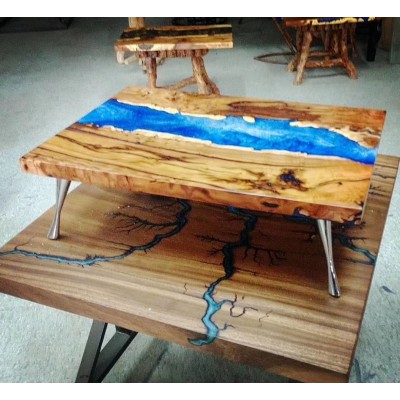 水晶河流桌子 透明复古河流桌  复古桌面工艺灌封图片