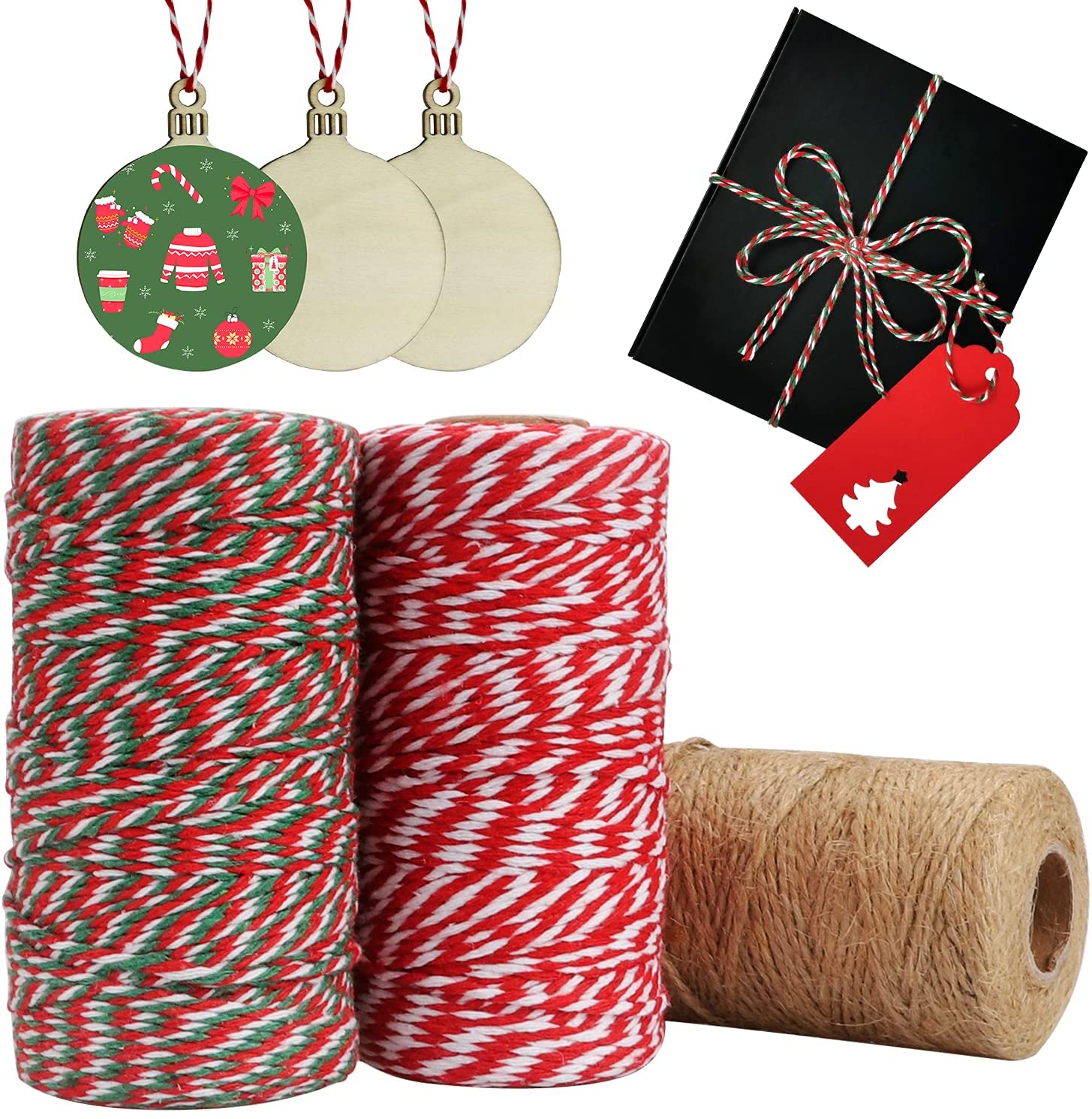 红白棉绳制作圣诞树吊卡绳DIY手工编织双色绳子现货供应